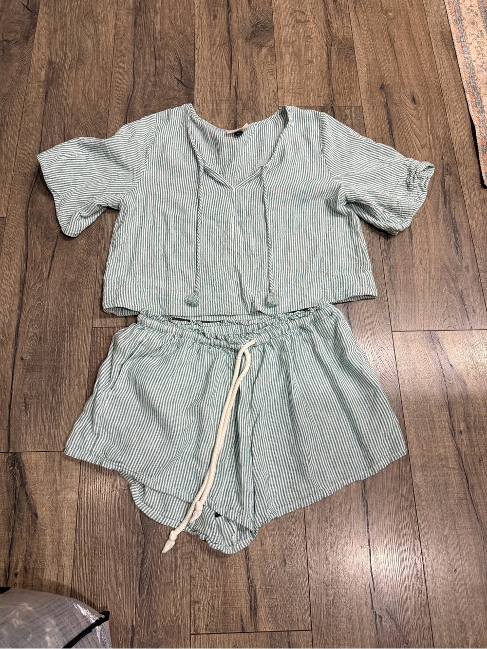 Universal Thread Mint Green Striped Two-Piece Sleep Set